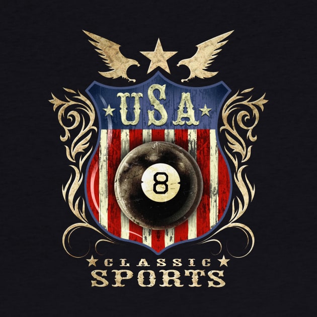 USA Classic vintage Eight Ball (pool) logo. by Artizan